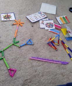 ELONGDI 130 Pieces - Magnetic Building Sticks Building Blocks Set, Magnet Educational Toys Magnetic Blocks Sticks Stacking Toys Set, Non-Toxic Building Toy 3D Puzzle with Storage Bag 41 919tl7erU L