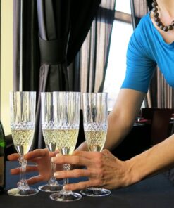 Set of 4 Champagne Flutes with Crystal Effect - Plastic Sparkling Wine Glasses to Celebrate Every Special Day - 8 Oz 14 919y43ywNTL