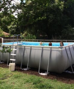 Intex 18ft X 9ft X 52in Ultra Frame Rectangular Pool Set with Sand Filter Pump, Ladder, Ground Cloth & Pool Cover 43 91A3BuMQi2L