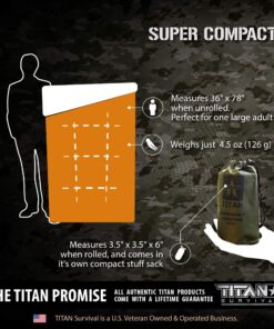 Titan Survival's Extra-Thick Emergency Mylar Sleeping Bag | Designed for NASA Space Exploration and Heat Retention. Perfect for Survival Kits and Go-Bags | PE, 36" x 78" Woodland Shrowd 15 91A7aKG7ZHL