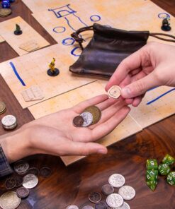 The Dragon's Hoard: 60 Real Metal Fantasy Coins with Leather Pouch | Board Game Accessory for Tabletop RPG Role-Play Strategy Games | Bronze, Silver, and Gold Colored Coins 22 91ABJW9YToL