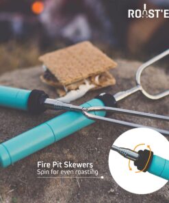 Jolly Green Products Rotating Marshmallow Roasting Sticks | Set of 5 Telescoping Forks - Free Bag | Safe, Fun Smores & Hot Dog Stainless Steel Long Camping Skewers | Campfire BBQ Cookware Accessories 24 91AE4LHPvlL