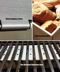 Cave Tools Grill Smoker Box Starter Kit for Wood Chips, Stainless Steel Bucket Style with Hinged Lid, BBQ Grill and Smoker Accessories - Medium Medium (9 x 3 Inches) 16 91AGWvQjsL