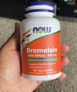 NOW Supplements, Bromelain (Natural Proteolytic Enzyme) 2,400 GDU/g - 500 mg, Natural Proteolytic Enzyme*, 120 Veg Capsules 120 Count (Pack of 1) 19 91AKiInPKKL