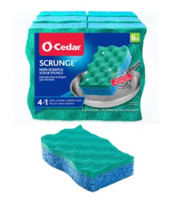O-Cedar Scrunge Multi-Use (Pack of 6) Non-Scratch, Odor-Resistant All-Purpose Scrubbing Sponge Safely Cleans All Hard Surfaces in Kitchen and Bathroom, 6 Count (Pack of 1), Blue 6 Count (Pack of 1) 33 91ATq6e52OL