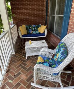 Pillow Perfect Fresco Solid Indoor/Outdoor Wicker Patio Sofa/Swing Cushion Tufted, Weather and Fade Resistant, 19" x 44", Blue 19" x 44" 21 91AYF wP YL