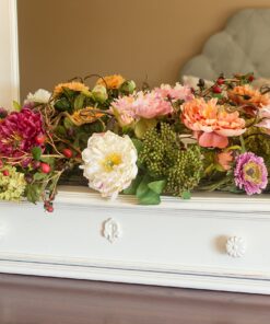 Nearly Natural 4665 Mixed Mini Peony Centerpiece Silk Flower Arrangement,10"D x 34"W x 6.5"H 10"D x 34"W x 6.5"H 27 91ArPvxuUcL