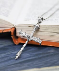 Honolulu Jewelry Company Sterling Silver Rope & Nail Cross Necklace Pendant with 18" Box Chain 11 91B xK0rCvL