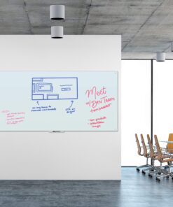 U Brands Glass Dry Erase Board, 96 x 47 Inches, White Frosted Non-Magnetic Surface, Frameless 47'' x 96'' 12 91B01azyGbL