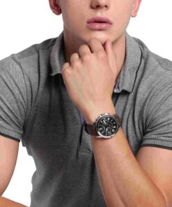 Fossil Grant Men's Watch with Chronograph Display and Genuine Leather or Stainless Steel Band Brown 32 91BNxbMgkqL