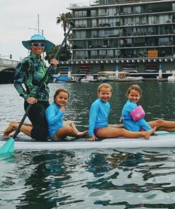 SereneLife Inflatable Stand Up Paddle Board (6 Inches Thick) with Premium SUP Accessories & Carry Bag | Wide Stance, Bottom Fin for Paddling, Surf Control, Non-Slip Deck | Youth & Adult Standing Boat Marine Blue 47 91BONlrInDL