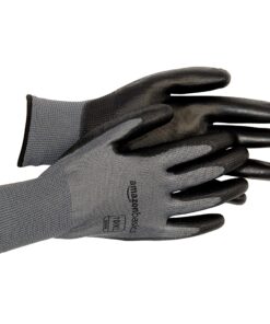 AmazonBasics Polyurethane Coated Work Gloves, Polyester Liner Fiber, Touch Screen, Grey, Size 10, XL, 12-Pair 10/XL 11 91BRH0wyYNL