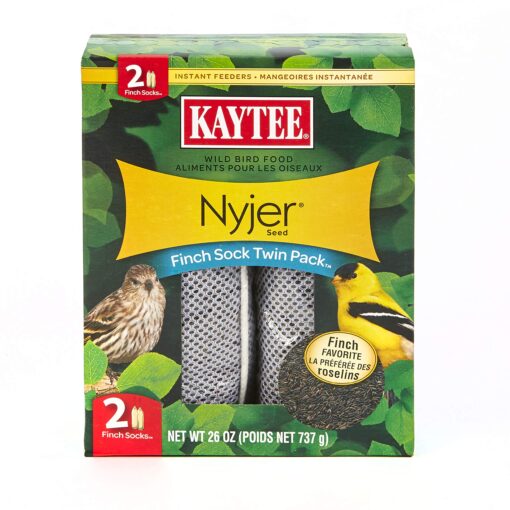 Kaytee Nyjer Wild Bird Food Seed Finch Twin Pack Sock Instant Feeder, 26 Ounce 26 Ounce Sock