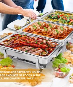 6 Pack Chafing Dish Buffet Set 8 Qt Stainless Steel Complete Chafer Set Catering Warmer Set with Water Pan, Fuel Holder for Parties, Dinners, Catering, Buffet and Weddings 6 16 91BXxLDrg3L 1
