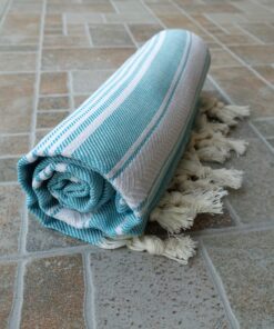 Dandelion - Basic Pattern - 100% Naturally-Dyed Cotton Turkish Towel Peshtemal - 71x39 Inches - Miami Blue 15 91BZBHcdMOL