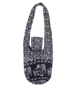 Alternative view of Thai Hippie Bag Hippie Elephant Sling Cross Body Bag Purse Zip Pocket A Zip Inside Pocket Handmade Color Black