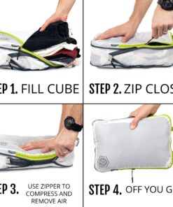 Compression Packing Cubes for Travel - Luggage and Backpack Organizer Packaging Cubes for Clothes (White and Green, 2 Piece Set) 2Piece White and Green 39 91BiMlTI9VL