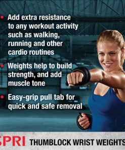 SPRI Wrist Weights Thumblock Arm Weights Set for Women & Men (Available in 2lb or 4lb Sets) 4 lbs (2 lbs Each) 13 91BsAxKX74L