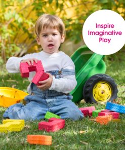 Edushape Sensory Puzzle Blocks - Set of 18 Colorful Textured Interlocking Construction Stacking Blocks - Baby Blocks for Sensory Play and Child Development - Baby Building Blocks for Toddlers 1-3 12 91Bsh91FR7L