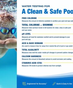 Taylor K-2005 Complete DPD High Range, 9-in-1 Pool & Spa Test Kit for Free & Total Chlorine, Bromine, pH, Acid & Base Demand, Total Alkalinity, Calcium Hardness, Cyanuric Acid | Made in The USA 16 91BtZkdwTAL