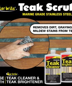 STAR BRITE Marine Grade Stainless Steel Teak Scrub - Durable, Rust-Resistant Wood & Metal Cleaner Tool for Boat Decks, Furniture, and More - 100% Stainless Steel (088450) 8 91BuTUDrUzS