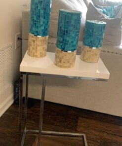 Monarch Specialties 3008, C-shaped, End, Side, Snack, Living Room, Bedroom, Laminate, White, Contemporary, Modern Accent Table-Glossy Chrome Metal, 10.25" L x 18.25" W x 25.25" H 48 91By38EDJbL