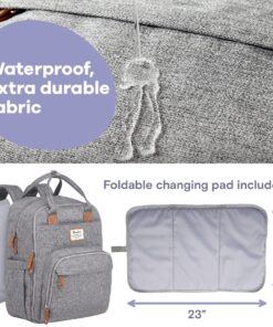 RUVALINO Diaper Bag Backpack, Multifunction Travel Back Pack Maternity Baby Changing Bags, Large Capacity, Waterproof and Stylish, Gray 40 91BzFTf iFL