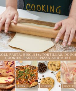 Bamber Rolling Pin Cookie Rolling Pin for Baking Wooden Pastry Pizza Dough Roller, 17.3-Inch Smooth Construction & Easy to Roll - Essential Kitchen Utensil Stardard Version 17.3*1.6 Inch 13 91C1cMFo7pS