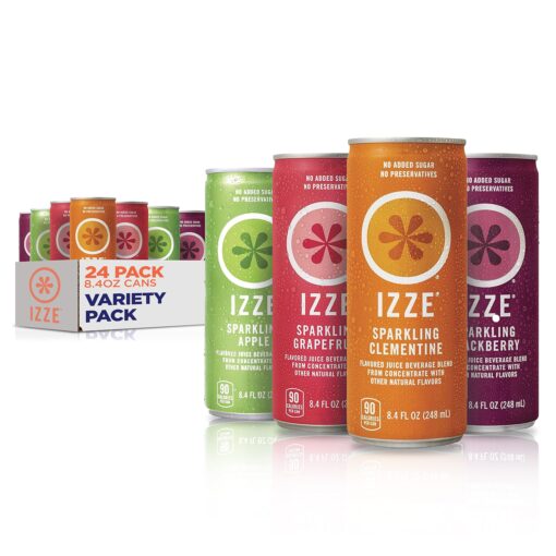 IZZE Sparkling Juice, 4 Flavor, Variety Pack, 8.4 Fl Oz Can (Pack of 24) Blackberry, Clementine, Apple, Grapefruit Classic Variety Pack 8.4 Fl Oz (Pack of 24)