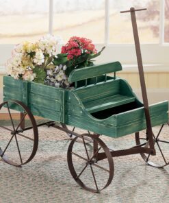 Collections Etc Amish Wagon Decorative Indoor/Outdoor Garden Backyard Planter, Green 29 91C4reQryoL