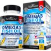 Omega 3 Fish Oil Supplement - 1200mg EPA and 900mg DHA Fatty Acid Per Serving from Wild Caught Fish - Supports Joint, Eyes, Brain & Skin Health - Burpless Lemon Flavor, Gluten-Free, 90 Softgels 90 Count (Pack of 1)