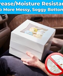 Gourmet 10in White Bakery Boxes 25 Pk. Cute Window Displays for Pies, Cakes, Cupcakes , Pastries. Transport Baked Goods w/ Sturdy, Easy-to Use Carriers. Give Sweet Holiday Gifts at Work, School 25 91CGA0huSBL