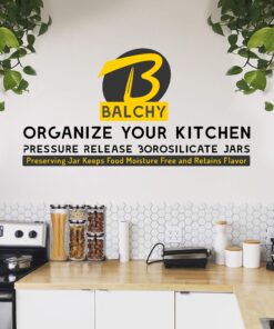 Balchy 5-Piece Canisters Sets with Silicone Seal Borosilicate Glass Jars Vacuum Seal for Tea Coffee Sugar Pop Flour Canister for Kitchen large 29 91CaWaG AUL