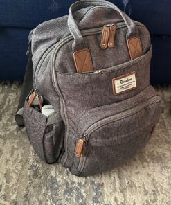 RUVALINO Diaper Bag Backpack, Multifunction Travel Back Pack Maternity Baby Changing Bags, Large Capacity, Waterproof and Stylish, Gray 45 91Cccj7roL