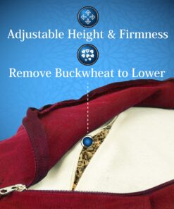 Seat Of Your Soul Crescent Meditation Cushion –10 Colors Half-Moon Yoga Pillow; Organic Cotton Zafu Cover & Zipper Liner to Adjust USA Buckwheat Hulls; Floor Pouf for Sitting Kids, Men or Women Burgundy Red 13 91Ckr18tdXL