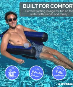 Alternative view of SWIMLINE ORIGINAL Fabric Covered U-Seat Inflatable Pool Lounger | With Comfortable Sling Seat, Back Rest, and Built In Cup Holder | For Pool, Beach, Lake, and More Classic