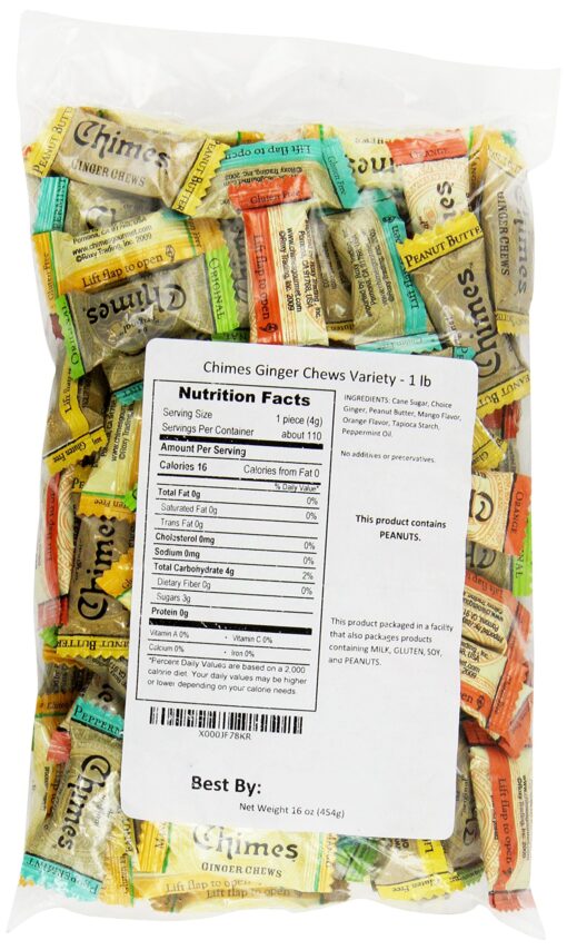 Chimes Ginger Chews 1lb Variety Bag Standard Packaging