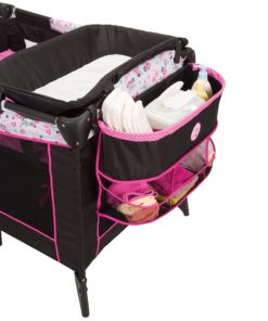 Disney Baby Sweet Wonder Playard, Foldable Baby Playpen: With Newborn Bassinet, Toy Arch, and Carry Bag, Mesh ,Minnie Garden Delight Garden Delight Minnie 20 91CvBONemIL