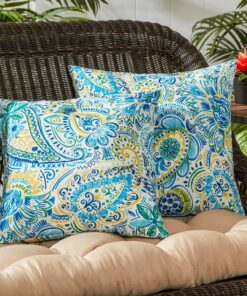 Greendale Home Fashions 17" Outdoor Accent Pillows in Painted Paisley (Set of 2), Baltic 10 91Cy7tVcyLL