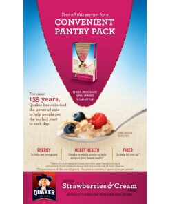 Quaker Instant Oatmeal, Strawberry & Cream, Breakfast Cereal, 1.23 Ounce, 10 Packets Per Box (Pack of 4) 14 91D OQceqUL 1