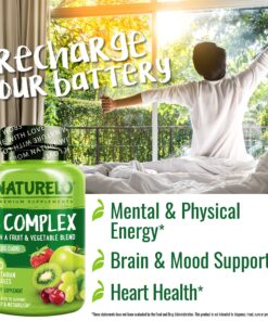 NATURELO Vitamin B Complex with Methyl B12, Methyl Folate, Vitamin B6, Biotin Plus Choline, CoQ10, and Fruit & Vegetable Blend - Supports Energy & Healthy Stress Response - Vegan - 120 Capsules 120 Count (Pack of 1) 24 91D6v1eHAFL