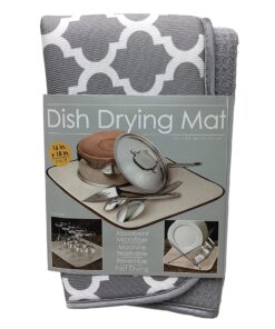 S&T INC. Dish Drying Mat for Kitchen, Absorbent, Reversible Microfiber Dish Mat, 16 Inch x 18 Inch, White Trellis 27 91DGZW9lHfL 1