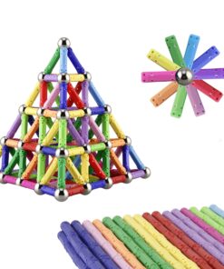 ELONGDI 130 Pieces - Magnetic Building Sticks Building Blocks Set, Magnet Educational Toys Magnetic Blocks Sticks Stacking Toys Set, Non-Toxic Building Toy 3D Puzzle with Storage Bag 31 91DHOPciflL