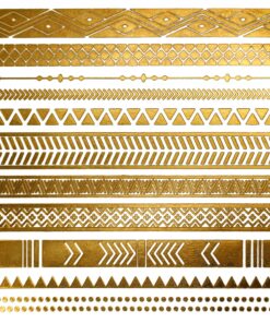 Terra Tattoos Gold Black Metallic Henna Temporary Tattoos Designs Elephants, Flowers, Stars & more! Waterproof Nontoxic Long Lasting Perfect for Beach, Festivals, & Parties (Gypsy) Gypsy 27 91DMDbfJxgL