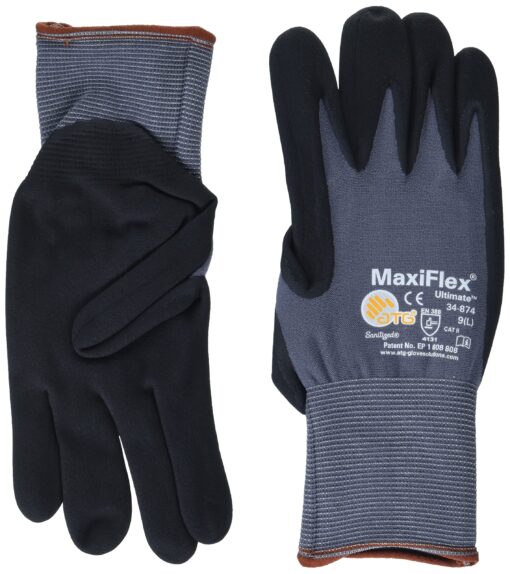 Maxiflex 34-874 Maximum Breathability Comfort and Durability-Handling Nitrile Coated Gloves 12 Large (Pack of 12)