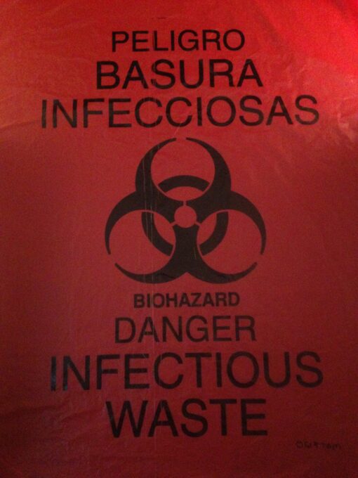 DIAGNOSTICS DIRECT, INC. IW2424 Biohazard Waste Disposable Bag, 7-10 gallon Capacity, 24 L x 24 W, 1.3 mil, Medium, Red, Pack of 100