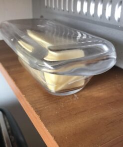 Kangaroo Glass Butter Dish with Lid - Elegant Crystal Glass to Hold Stick of Butter, Block of Cream Cheese & Serving Dish for Dishes & Small Fruits - Clear Butter Tray for Refrigerator & Counter Top 29 91DqWz6JcML