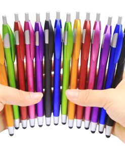 SKOLOO Stylus Pens for Touch Screens,Pack of 14, 2-in-1 Click Ball Pen, Ballpoint Pen and Slim Stylus for Universal Tablet Smartphone, Multi-Colored 16 91DtVsVCHzL