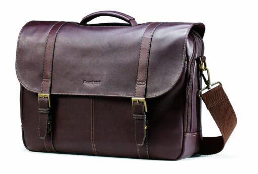 Samsonite Colombian Leather Flap-Over Messenger Bag One Size Brown