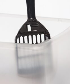 IRIS USA Open-Top Cat Litter Box with Shield and Scoop, Black Regular 30 91E5q44u66L